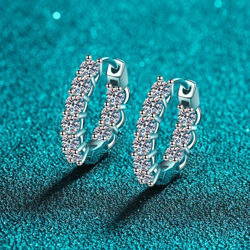 3mm D Color Moissanite Hoop Earring 925 Sterling Silver Plated with Gold Plated Earrings for Women Party Wedding Jewelry