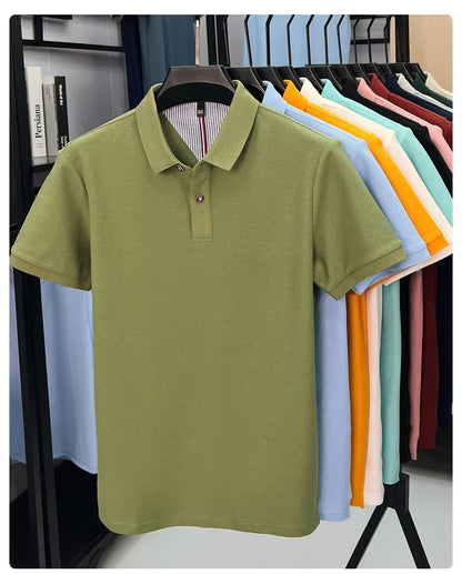 100% cotton short sleeve polo shirt comfortable lightweight high-end brand fashionable simple summer men's casual lapel T-shirt