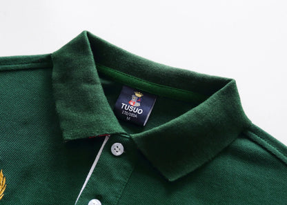 Men's High-Quality Cotton Polo Shirt ITALY GREEN cotton Embroidered "MILAN" Symbol leisure sport New Year's Gift for Men