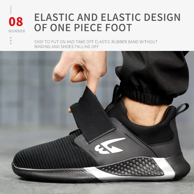 New Summer Safety Shoes Comfortable Men's Sports Shoes Lightweight Waterproof Sneakers Work Shoes Men's Steel Toe Work Boots