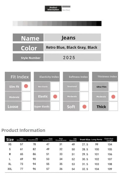 Autumn Winter American Sle High Waist Slim Fit Drapey Micro Flared Jeans Women's Premium Denim Pants