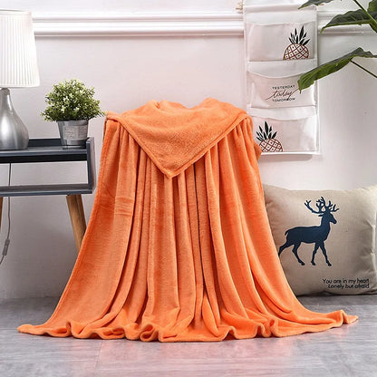 Solid Color Flannel Blanket Soft Warm Coral Fleece Velvet Blanket Winter Sheet Sofa Office Air Conditioning Yoga Nap Blanket