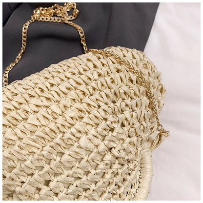Summer New Straw Weaving Crossbody Bag Fashionable and Casual Shell Bag Women's Shoulder Bag with Excellent Texture