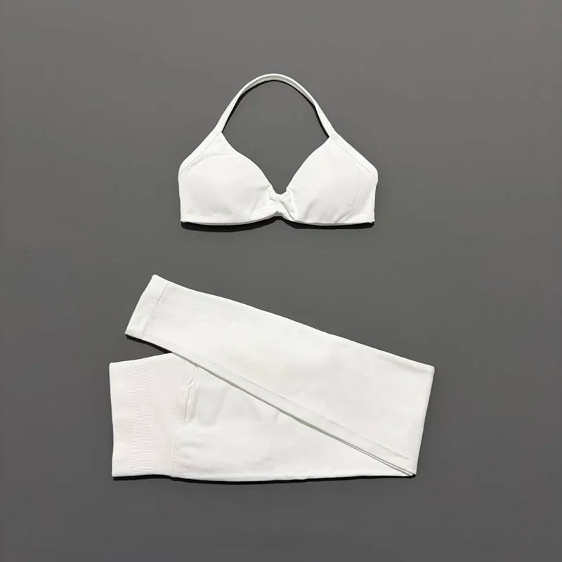 2 Pcs Seamless Yoga Sports Set for Women Resistant Backless Bra Pilates Fitness Workout Running Leggings Gym Suit