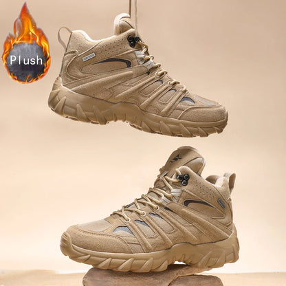 New Men High Quality Leather Boots Fishing Hunting Sneakers Desert Combat Men's Boots Outdoor Hiking Shoes Ankle Boots Work Safe