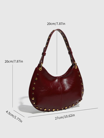 2025 New Fashion Trendy Underarm Bag Riveted Handbag Chain Shoulder Bag Boston Crossbody Bag