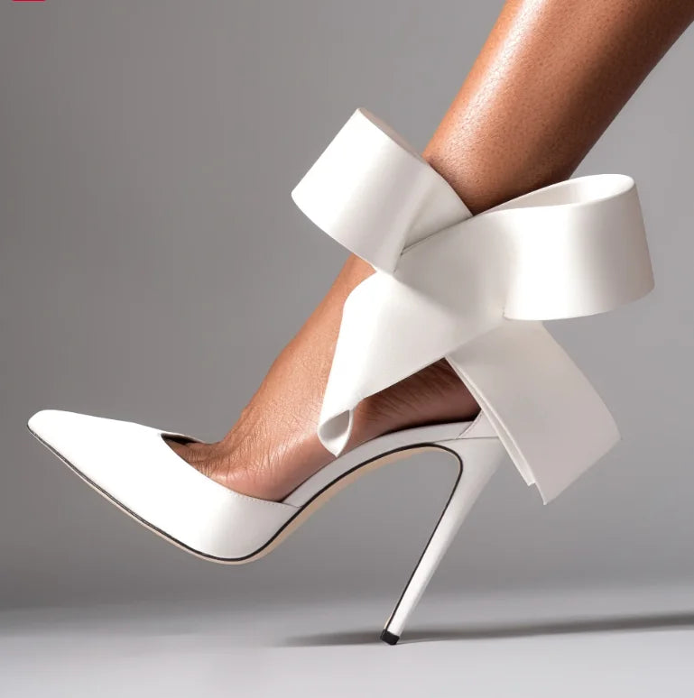 Air Mesh Red Polka Dot Pumps Ankle Buckle Strap Sexy Pointed Toe Fashion 2024 Spring Women Dress Shoes