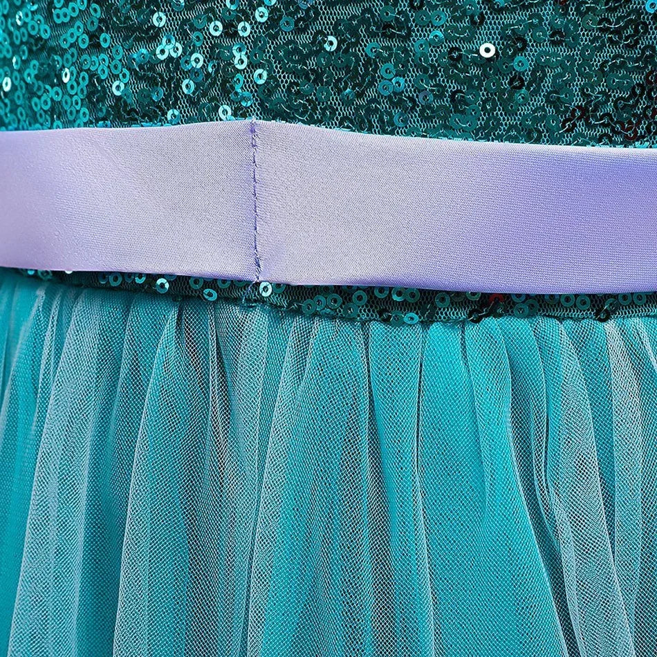 Vestido Ariel Pequena Sereia Princesa Fofa Menina Fantasia Cosplay Infantil Roupa de Festa Aniversário Halloween Vestido de Verão Menina