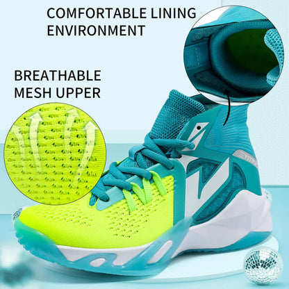 Kids Basketball Shoes Sneakers Durable  Non-Slip Running Shoes Secure for Little Kids Big Kids and