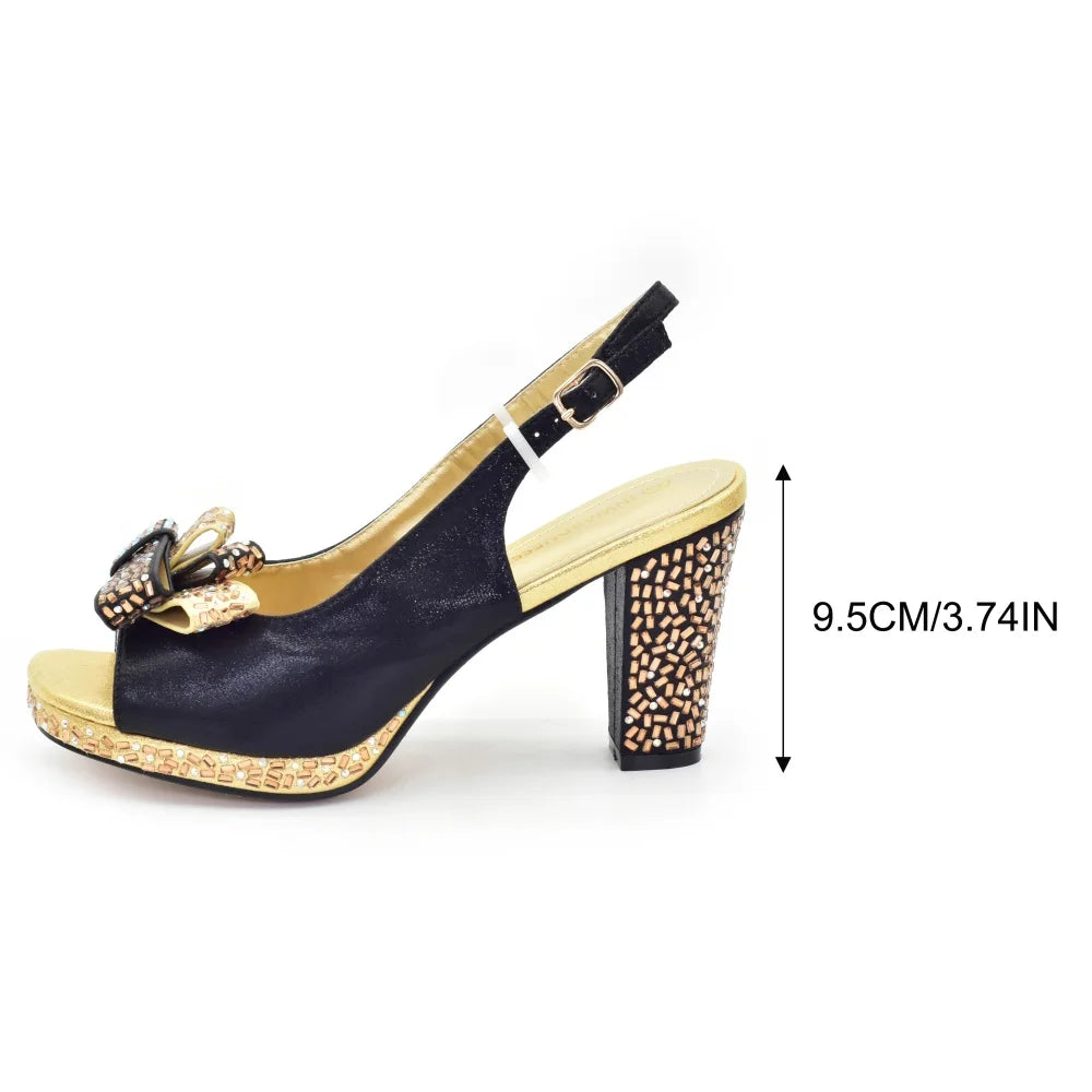 Nigerian Shoes and Bags Matching Set 2026 Peep Toe Shoes Sexy Wedding Party Sandals Bag and Shoe Set Nigeria Party Pumps