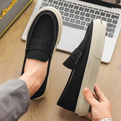 Men's Vulcanized Shoes: Niche, Light Luxury, Solid Color, Retro Style, Flat Heel, Split-on, Lazy Soft-soled Casual Walking Shoes