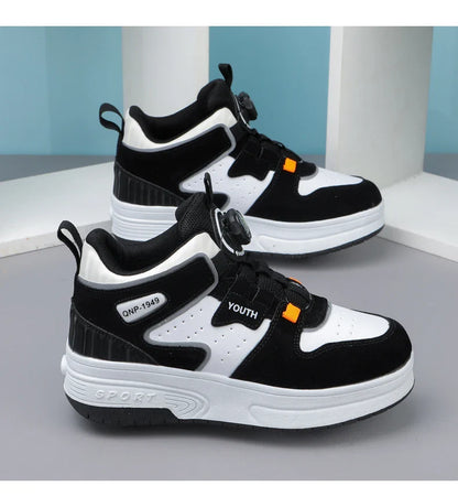 Children's walking shoes 2024 new double wheel invisible roller skates young primary school children big child swivel buckle