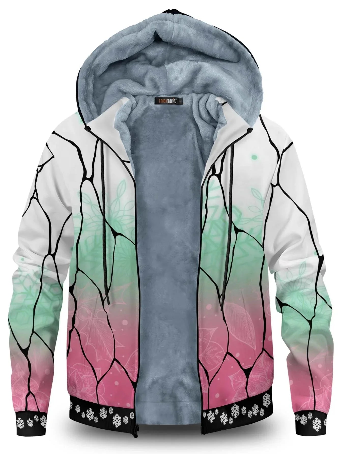 Anime Velvet Thick Warm Winter Oversized Hoodie Coat Zip Up Sweatshirt Winter Top Plus Size Coat Plush Jackets