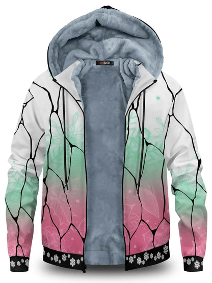 Anime Velvet Thick Warm Winter Oversized Hoodie Coat Zip Up Sweatshirt Winter Top Plus Size Coat Plush Jackets