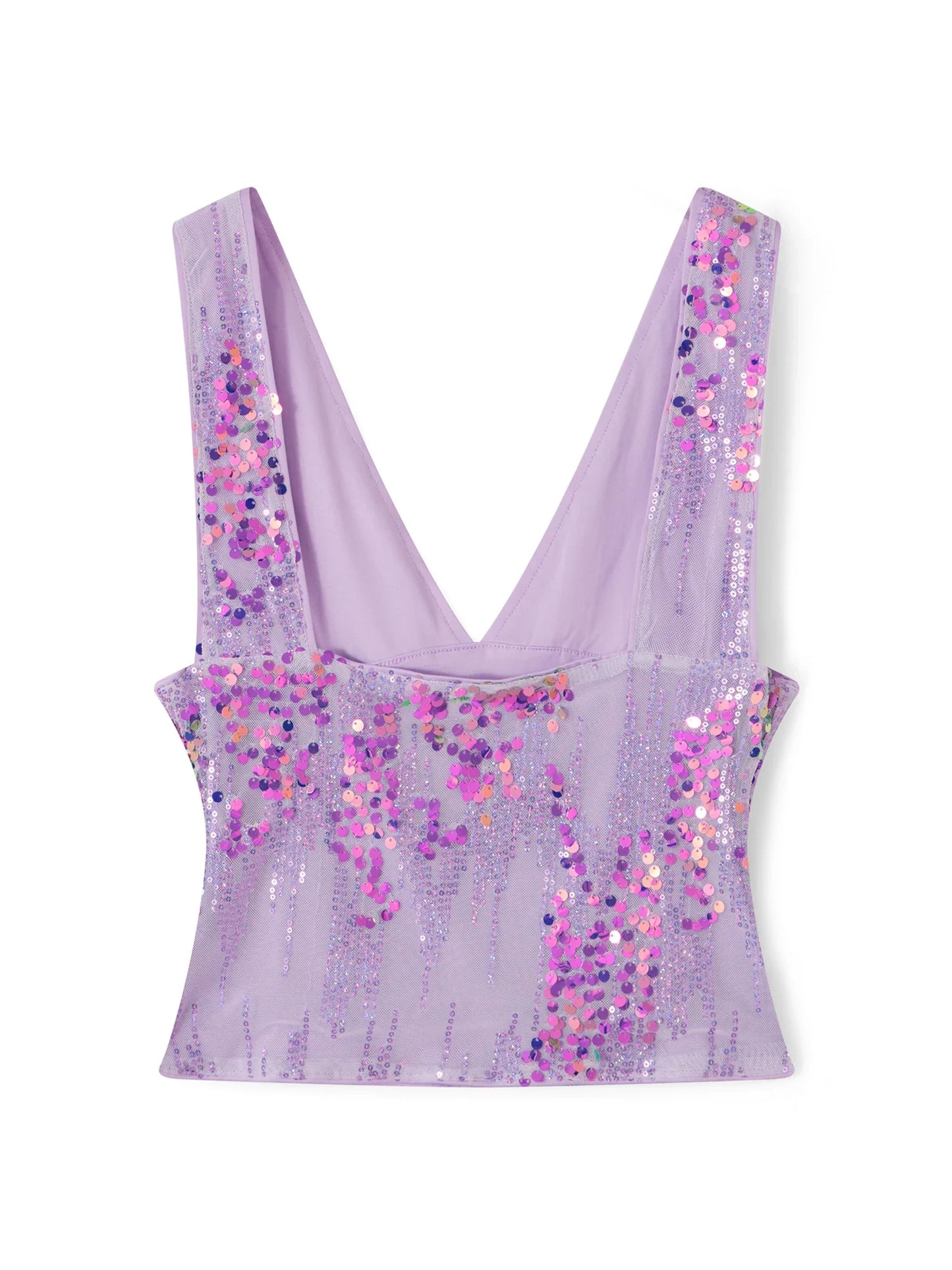 Women Sequin Tank Tops Slim Sparkly Deep V Neck Sleeveless Open Back Crop Vest Casual Summer Streetwear