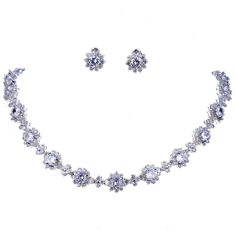 Classic Hot Sale 5 Colors Options High Quality Round Zirconia Jewelry Sets for Elegant Women Wedding Dress Accessories
