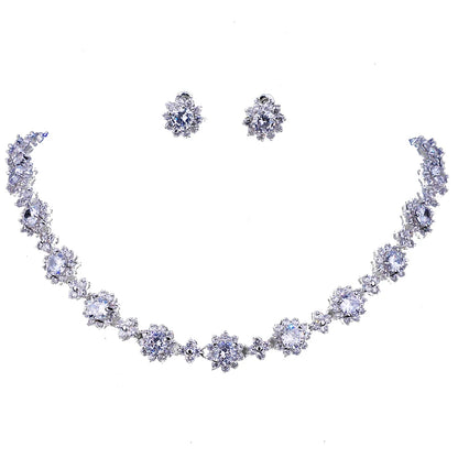 Classic Hot Sale 5 Colors Options High Quality Round Zirconia Jewelry Sets for Elegant Women Wedding Dress Accessories