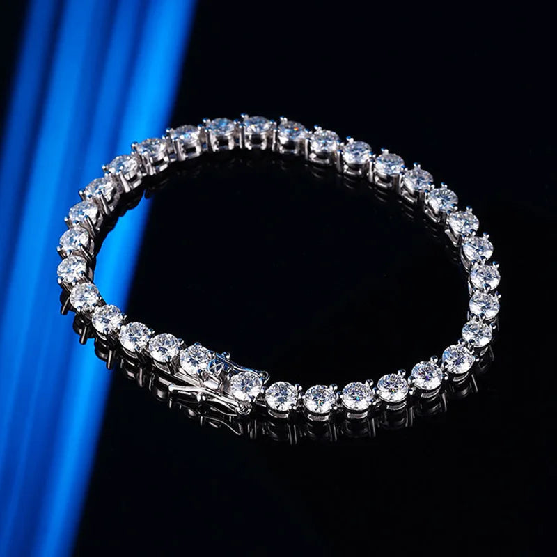 3 Claw 2.5/3mm Full D Color Moissanite Diamond Tennis Bracelet Hidden Buckle for Women Man 925 Silver Link Chain Bracelets