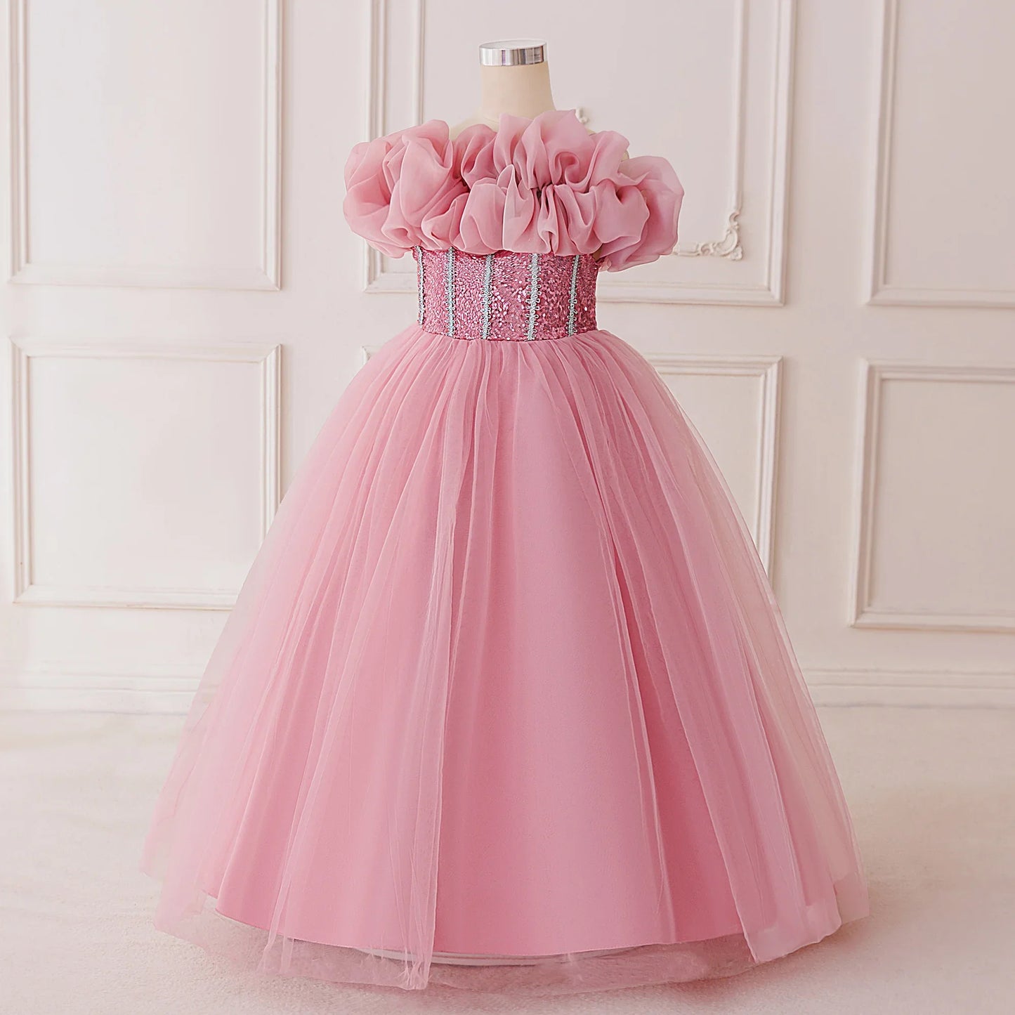 Vestido de Festa de Lantejoulas de Verão para Meninas Madrinhas Elegante Vestido de Baile Princesa para Casamento Vestido de Aniversário de Menina Roupa Infantil para Cerimônia de Formatura