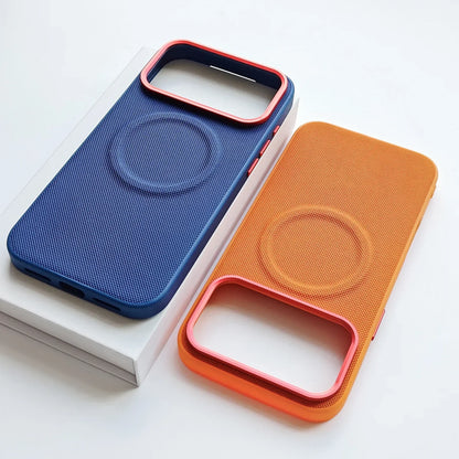 Leather Magnetic Case For Iphone 17 Pro Max/17 Pro/17 Magsafe Charging Grain Diamond Textured Individual Buttons Leather Cover