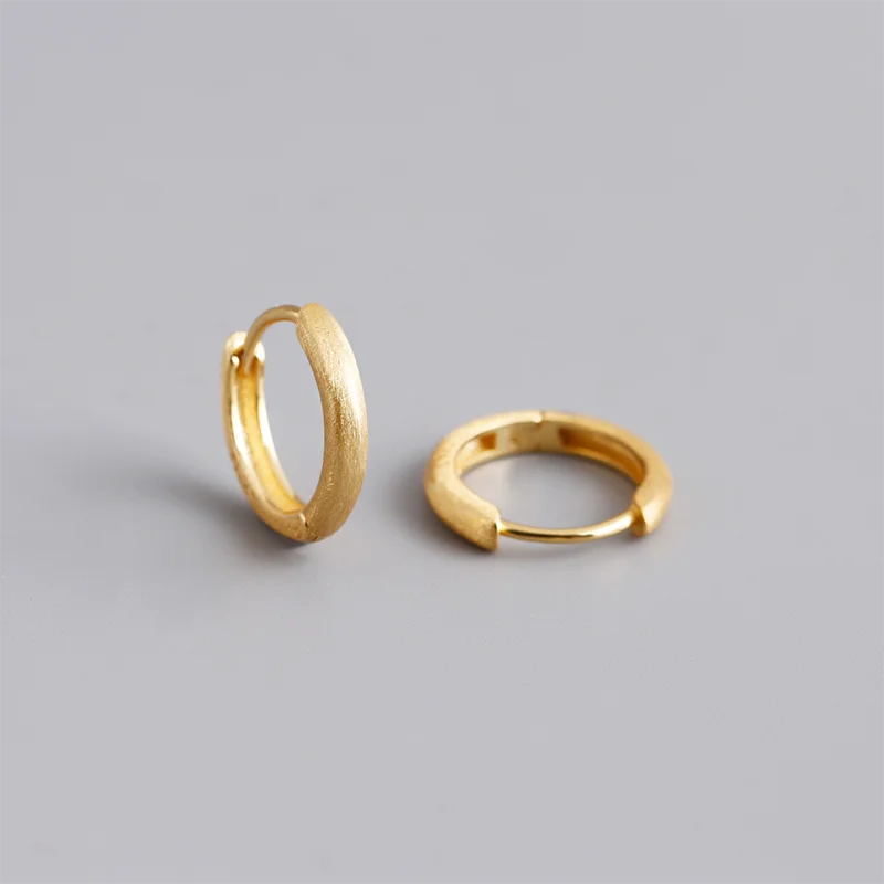 925 Sterling Silver Minimalist Matte Gothic Unisex Huggies Ear Hoop Earrings for Women Men Piercing Ear Buckle Jewelry