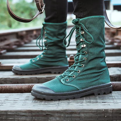 Men Boots Outdoor Fashion Men's Casual Shoes Canvas High Top Shoes Ankle Boots Black High Top Boots