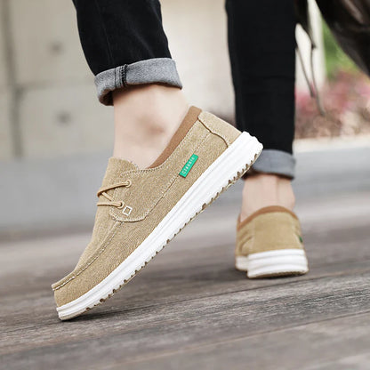 Men's Canvas Shoes Retro Loafers Lightweight Flats Leisure Footwear Male Summer Moccasin Men Casual Business Shoe