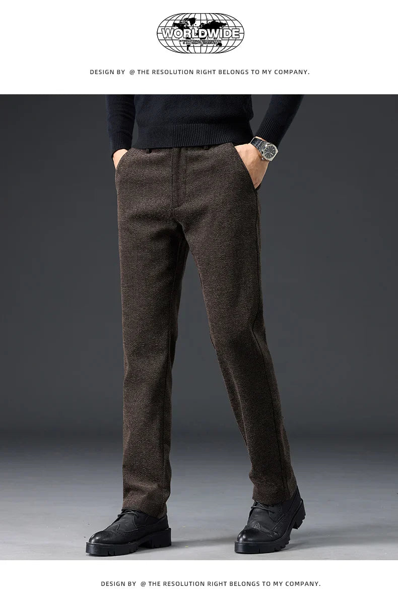 Men's Slim Fit Chenille Long Pants Advanced Business Casual Trousers Trend Autumn Comfortable Daily Wear Male Clothing