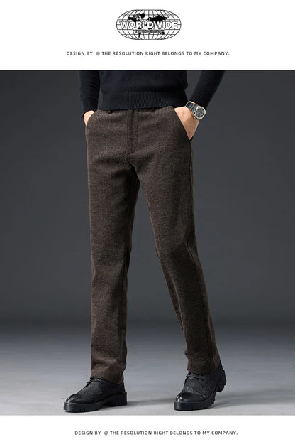 Men's Slim Fit Chenille Long Pants Advanced Business Casual Trousers Trend Autumn Comfortable Daily Wear Male Clothing