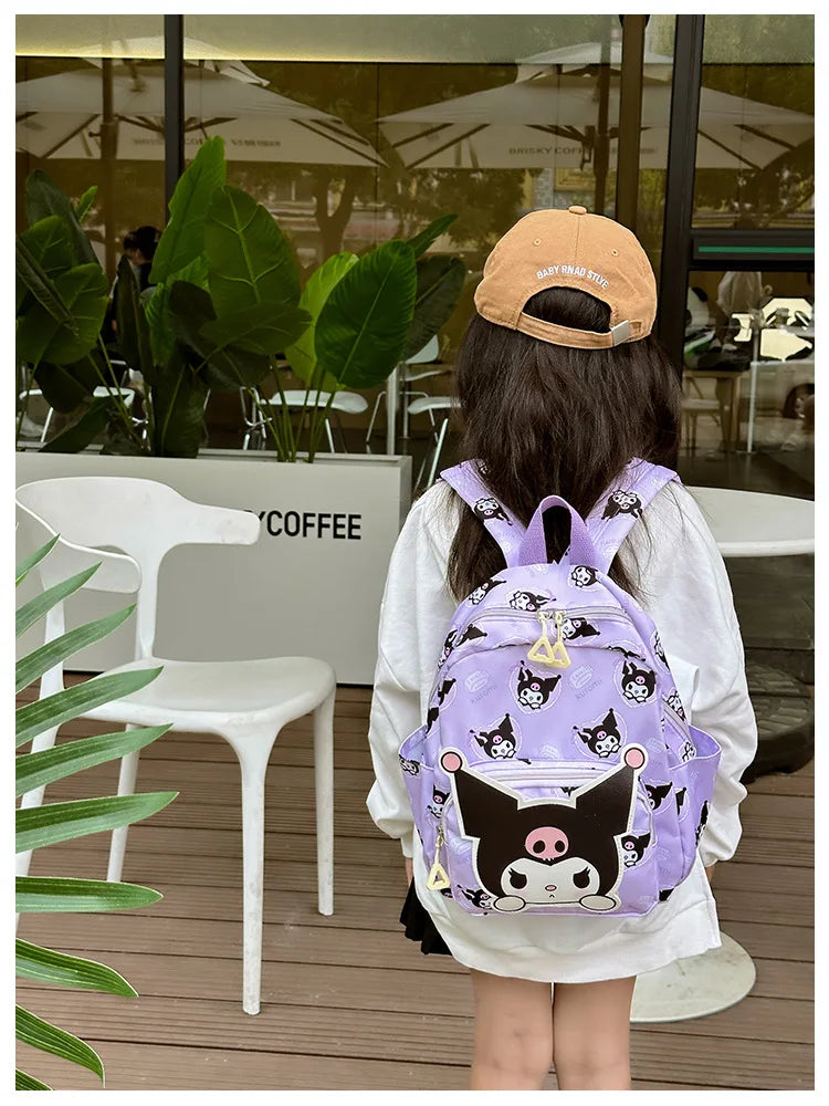 Anime Cartoon Kuromi Melody Cinnamoroll Backpack Boys Girls Cartoon Hello Kitty Kawaii Canvas Fashion Children's Schoolbag