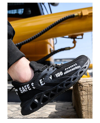 Work Safety Shoes For Men Lightweight Protective Work Sneakers Lightweight Men Shoes Breathable Shoes Anti-Puncture Work Shoe