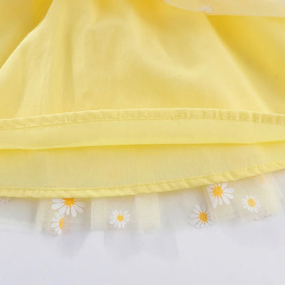 Korean Style Girls' Summer Dress 0-4Y Cute Baby Children's Little Daisy Suspender Mesh Dress Kid's Clothing