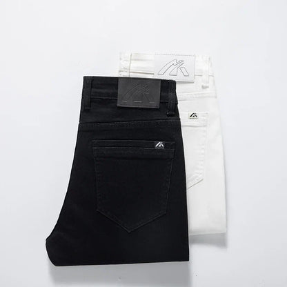 White Summer Men's Slim Jeans Classic Business Fashion High Quality Cotton Stretch Denim Pants Brand Trousers