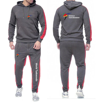 2025 WTF World Taekwondo Federation Men's New Solid Color Sweatshirt Set Casual Long-sleeved Hoodies +Sport Long Pants Suit