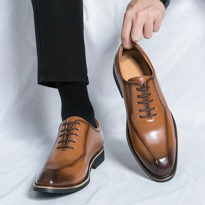 Luxury Business Dress Oxford Men Leather Shoes Painted Stripes Brogue Breathable Spring Autumn office wedding Shoes For Man