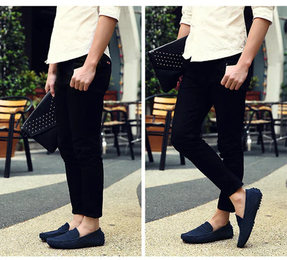 Men's Casual Fashion Genuine Leather Loafers Moccasins Slip-On Driving Shoes 38-50 Size Range Male Flats Comfort Footwear