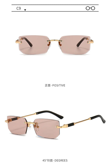 Fashion Rimless Rectangle Sunglasses Popular Women Men Shades Small Square Sun Glasses For Female Male Summer Traveling glasses