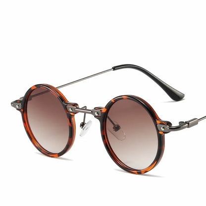 Retro Steampunk Round Sunglasses – UV400 Metal Frame | Men & Women
