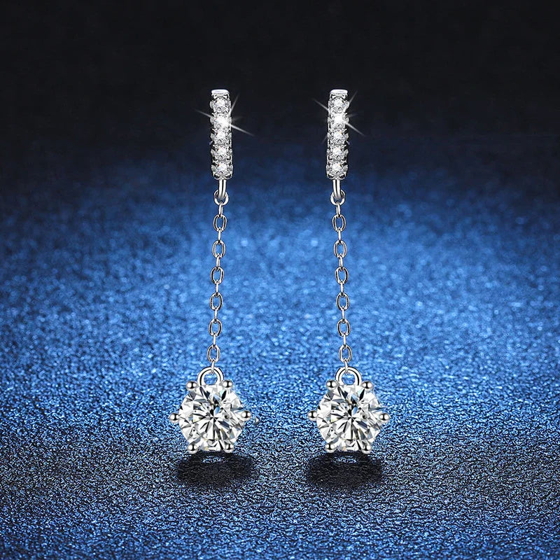 1ct Moissanite Studs Drop Earrings for Women Lab Diamond 925 Sterling Silver Women's Earring Wedding Party Stud Earring