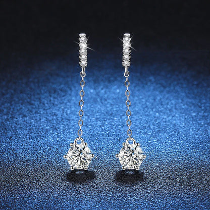 1ct Moissanite Studs Drop Earrings for Women Lab Diamond 925 Sterling Silver Women's Earring Wedding Party Stud Earring