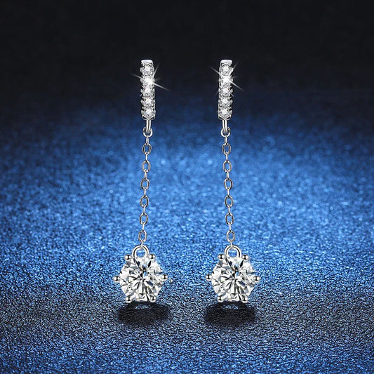 1ct Moissanite Studs Drop Earrings for Women Lab Diamond 925 Sterling Silver Women's Earring Wedding Party Stud Earring