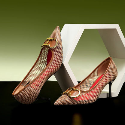 Spring New Hollow Business Women's Shoes 7cm Red Evening Shoes Women's High Heels