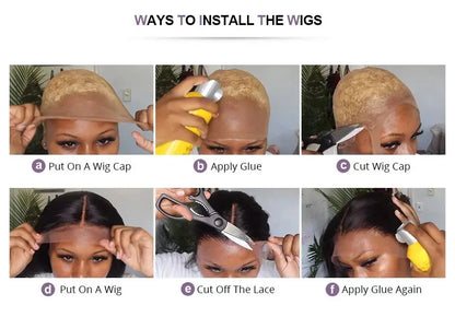 13x6 Glueless HD Lace Front Wig Body Wave Brazilian Human Hair Pre Cut Lace Short Bob Pre Plucked For Black Women Ready To Wear