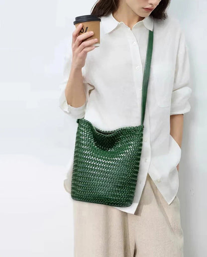luxury woman handbagNew high end Hand-woven genuine leather women's bag large capacity shoulder tote bag underarm bag bucket bag