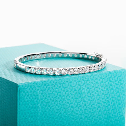 4mm(11.7cttw) Moissanite Eternity Bracelet 925 Sterling Silver 18K White Gold Plated Classic Bangle for Women Jewelry