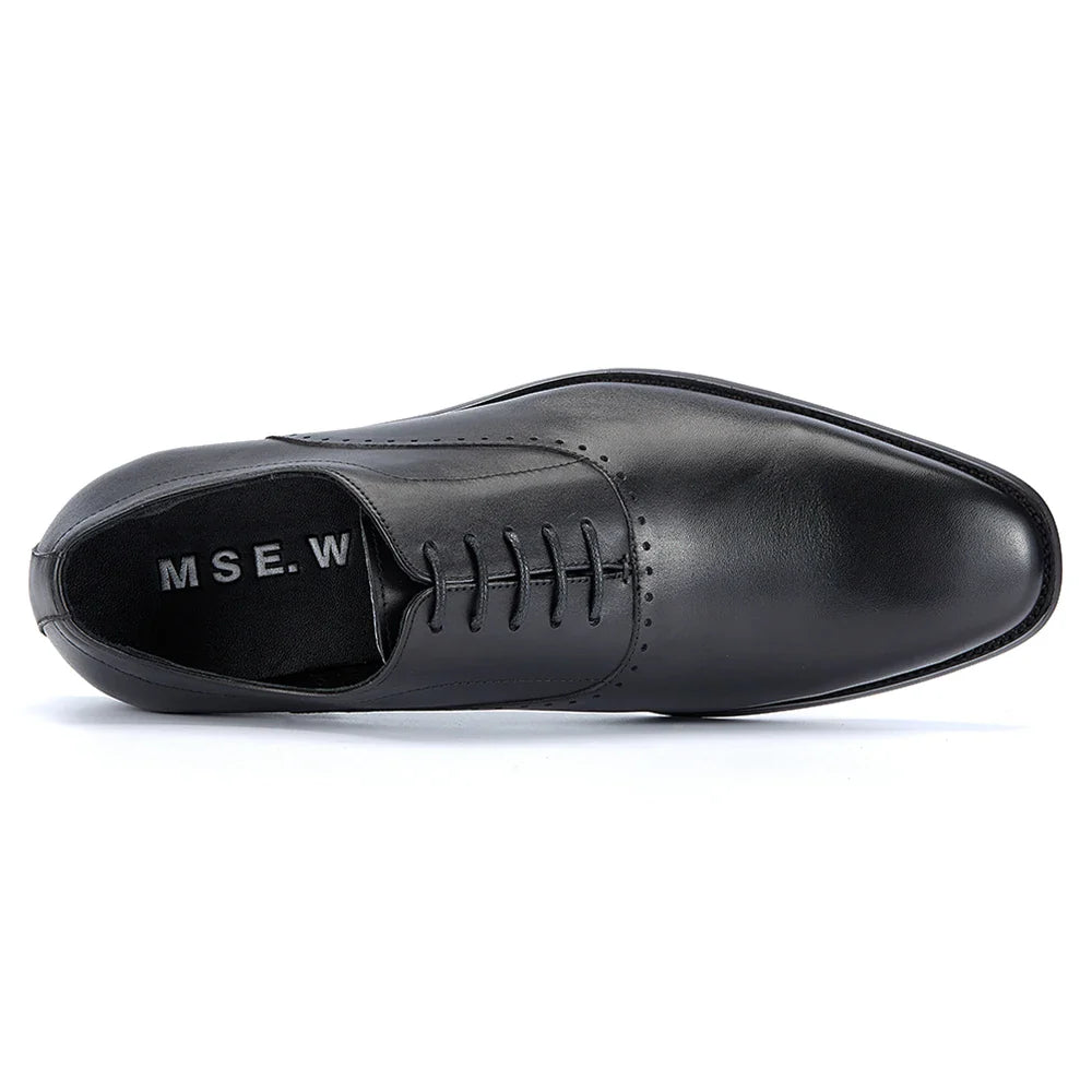 Men's Top Layer Cow Leather Formal Shoes Business Dress Office Comfortable Breathable Leather Lining Wedding Shoes