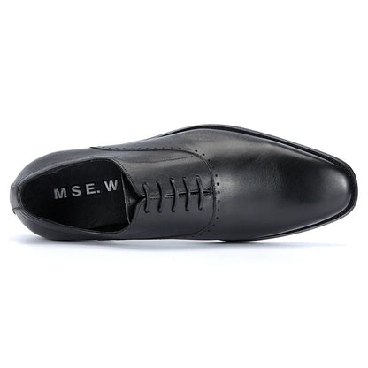 Men's Top Layer Cow Leather Formal Shoes Business Dress Office Comfortable Breathable Leather Lining Wedding Shoes
