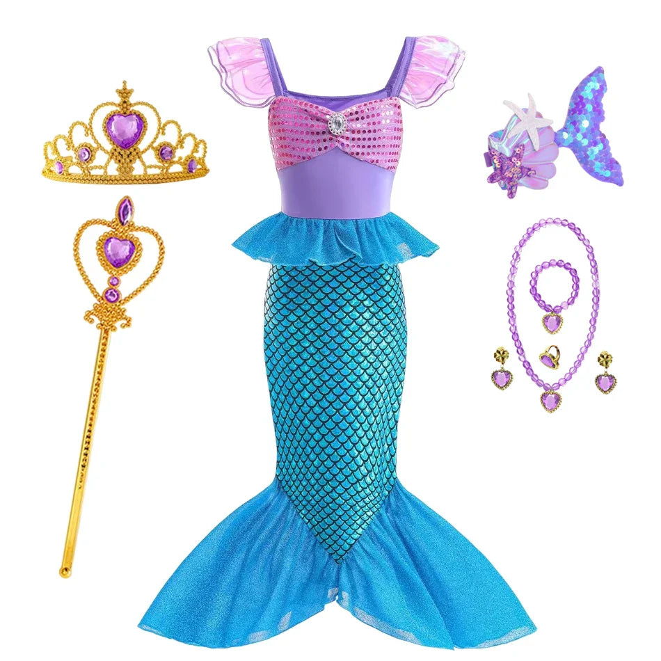 Princess Dress Girl Halloween Cosplay Party Costume Princess Fancy Clothes Children Outfit Birthday Dress