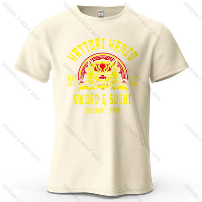 Samurai Warrior Printed Men's T-Shirt 100% Cotton Oversized Cultural Art Graphic Tees for Women Tops Tees Casual Streetwear