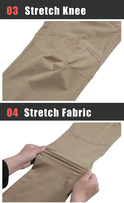 Lightweight Trousers Mens Fishing Pants Outdoor Hiking Nylon Quick Dry Pockets Cargo Pants Casual Work Trousers